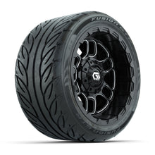GTW® Titan Black/Machined 12 in Wheels with 215/40-R12 Fusion GTR Steel Belt Radial Street Tires – Full Set