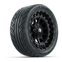 GTW® Barricade Gloss Black 14 in Wheels with 205/40-R14 Fusion GTR Steel Belted Street Tires – Full Set