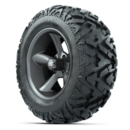 GTW Godfather Matte Gray 14 in Wheels with 25x10-14 Barrage Mud Tires – Full Set