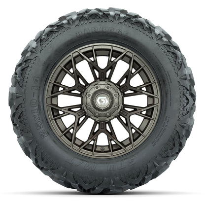 GTW Stellar Matte Bronze 14 in Wheels with 25x10-14 Barrage Mud Tires – Full Set