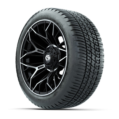 GTW® Stellar Black/Machined 14 in Wheels with 205/30-R14 Fusion Street Tires – Full Set