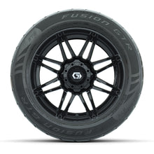 GTW® Stealth Black/Machined 14 in Wheels with 255/45-R14 Fusion GTR Steel Belt Radial Street Tires – Full Set