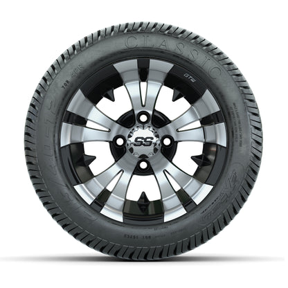 12” GTW Vampire Black and Machined Wheels with Excel Lo-Pro Street Tires – Set of 4