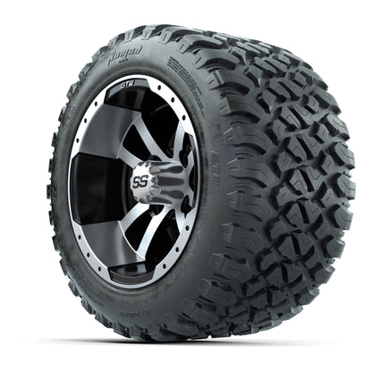 GTW® Storm Trooper Black/Machined 12 in Wheels with 20X10-12 Nomad Steel Belt Radial All-Terrain Tires - Full Set