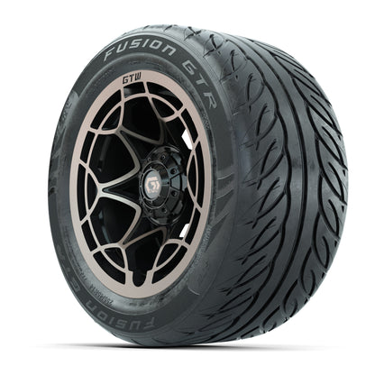 GTW® Nexus Black with Bronze Face 14 in Wheels with 255/45-R14 Fusion GTR Steel Belt Radial Street Tires – Full Set