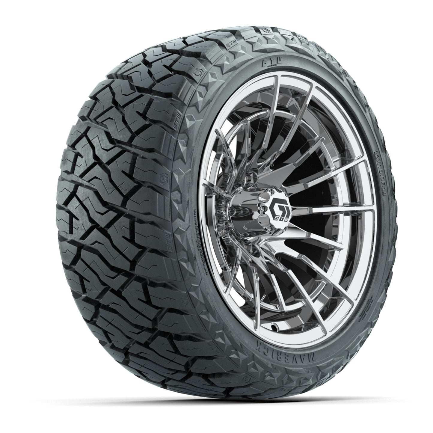 GTW Boost Chrome 14 in Wheels with 23x10.00-R14 Maverick All-Terrain Tires – Full Set