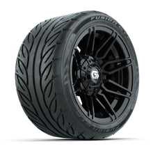 GTW® Stealth Black/Machined 12 in Wheels with 215/40-R12 Fusion GTR Steel Belt Radial Street Tires – Full Set