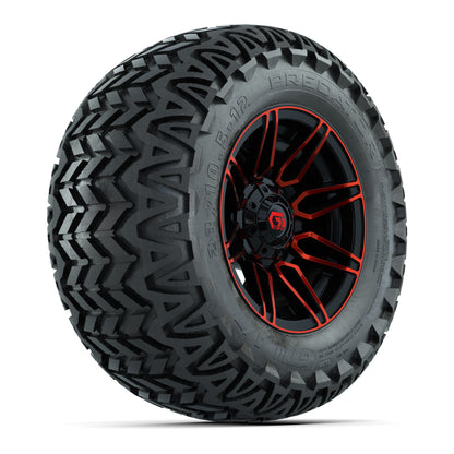 GTW® Stealth Red/Machined 12 in Wheels with 23X10.5-12 Predator All-Terrain Tires – Full Set