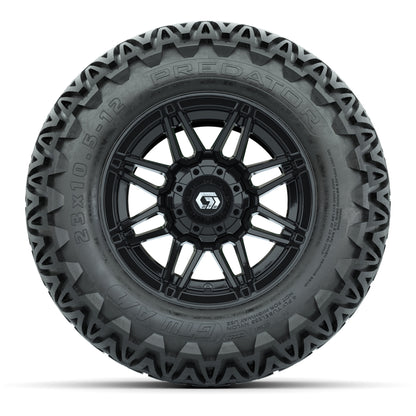 GTW® Stealth Gloss Black 12 in Wheels with 23X10.5-12 Predator All-Terrain Tires – Full Set