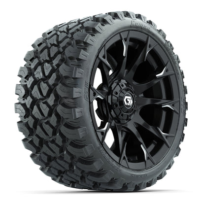 GTW® Diablo Gloss Black/Machined 15 in Wheels with 23x10-R15 Nomad Steel Belted Radial All-Terrain Tires – Full Set