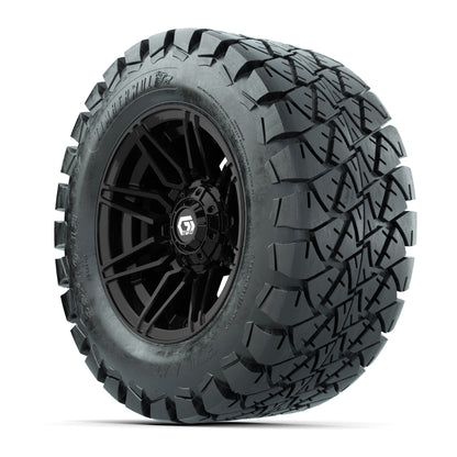 GTW® Stealth Gloss Black 12 in Wheels with 22x10-12 Timberwolf All-Terrain Tires – Full Set