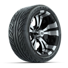 GTW® Vampire Black/Machined 14 in Wheels with 205/40-R14 Fusion GTR Steel Belt Radial Street Tires – Full Set