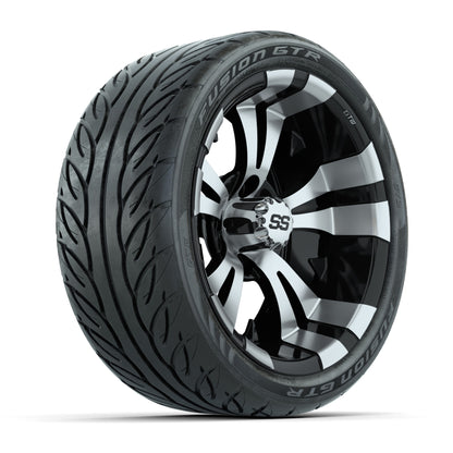 GTW® Vampire Black/Machined 14 in Wheels with 205/40-R14 Fusion GTR Steel Belt Radial Street Tires – Full Set