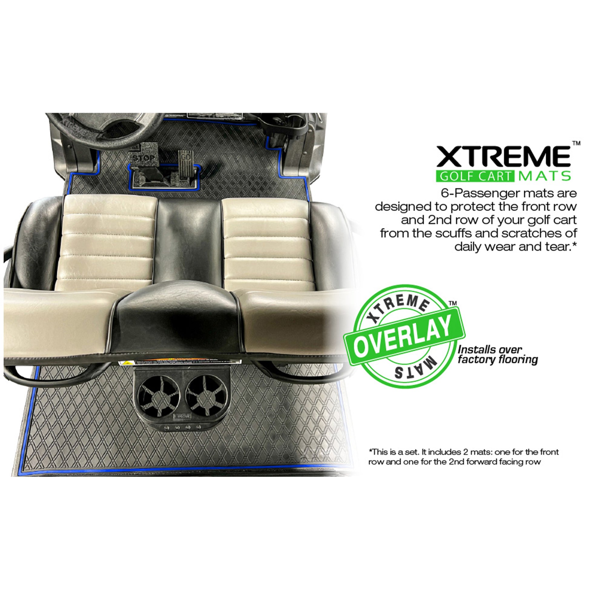 Xtreme Floor Mats for Club Car Onward - All Black Set