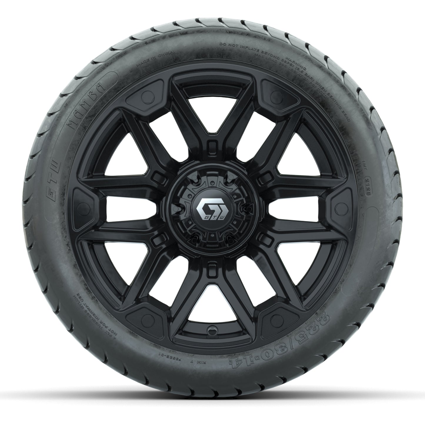GTW Graffiti Gloss Black 14 in Wheels with 225/30-14 Mamba Street Tires – Full Set