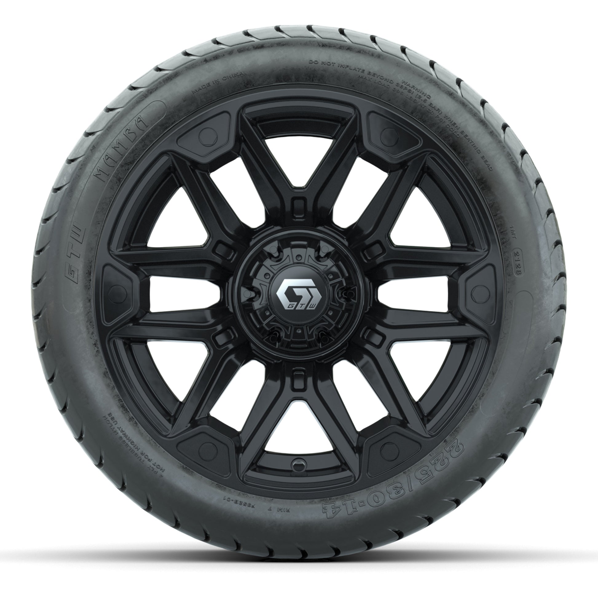 GTW Graffiti Gloss Black 14 in Wheels with 225/30-14 Mamba Street Tires – Full Set