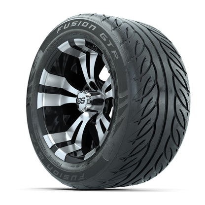 GTW® Vampire Black/Machined 14 in Wheels with 255/45-R14 Fusion GTR Steel Belt Radial Street Tires – Full Set