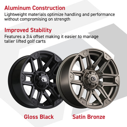 GTW® Graffiti Satin Bronze 14 in Wheels with 205/40-R14 Fusion GTR Steel Belted Street Tires – Full Set