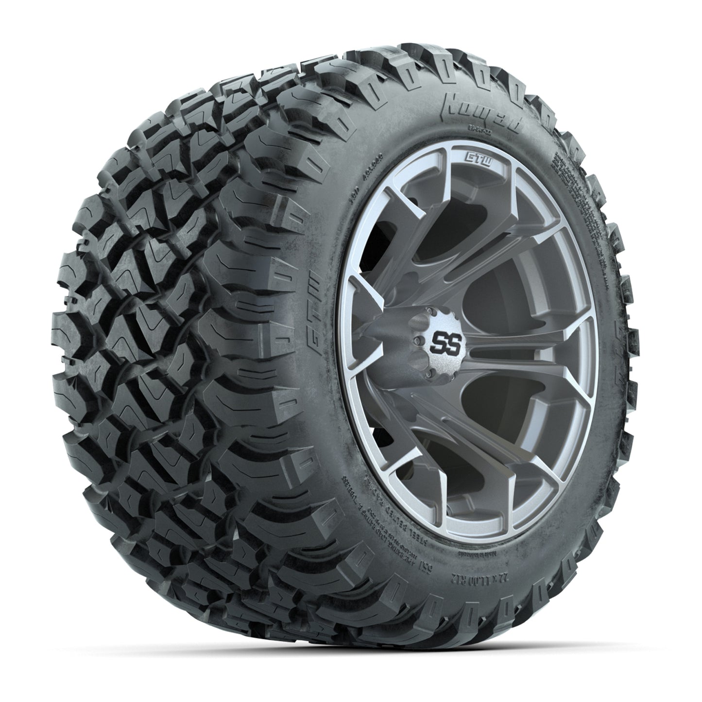 GTW® Spyder Silver Brush 12 in Wheels with 22X11-R12 Nomad Steel Belt Radial All-Terrain Tires – Full Set