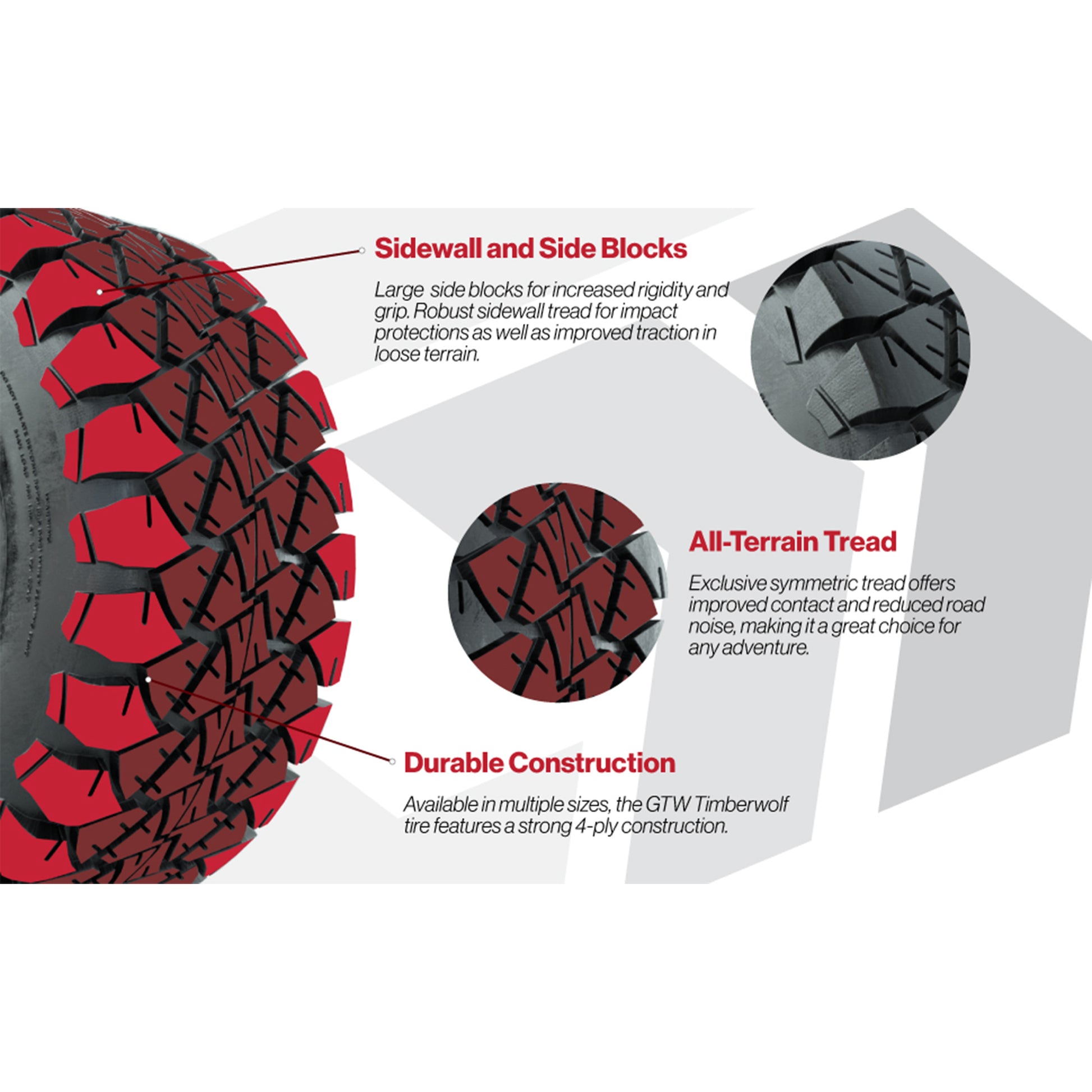 GTW® Shogun Gunmetal 14 in Wheels with 22x10-14 Timberwolf All-Terrain Tires – Full Set