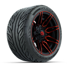 GTW® Stealth Red/Machined 12 in Wheels with 215/40-R12 Fusion GTR Steel Belt Radial Street Tires – Full Set