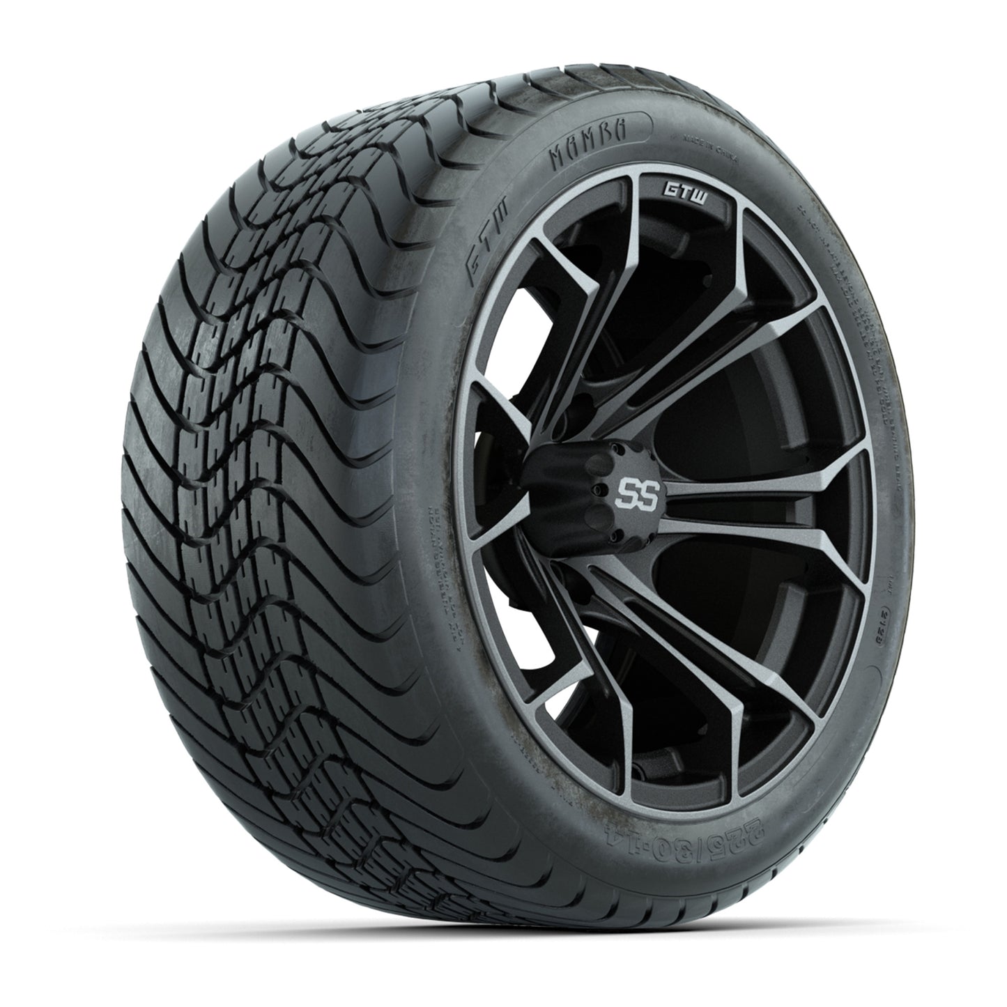 GTW Spyder Matte Grey 14 in Wheels with 225/30-14 Mamba Street Tires – Full Set