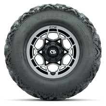 GTW® Nexus Black/Silver 12 in Wheels with 25X10-12 Barrage Mud Tires – Full Set