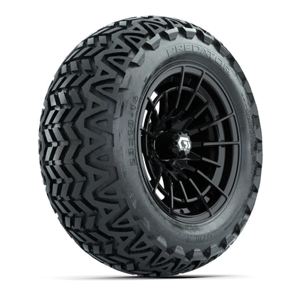 GTW® Boost Gloss Black 14 in Wheels with 23x10-14 Predator All-Terrain Tires – Full Set