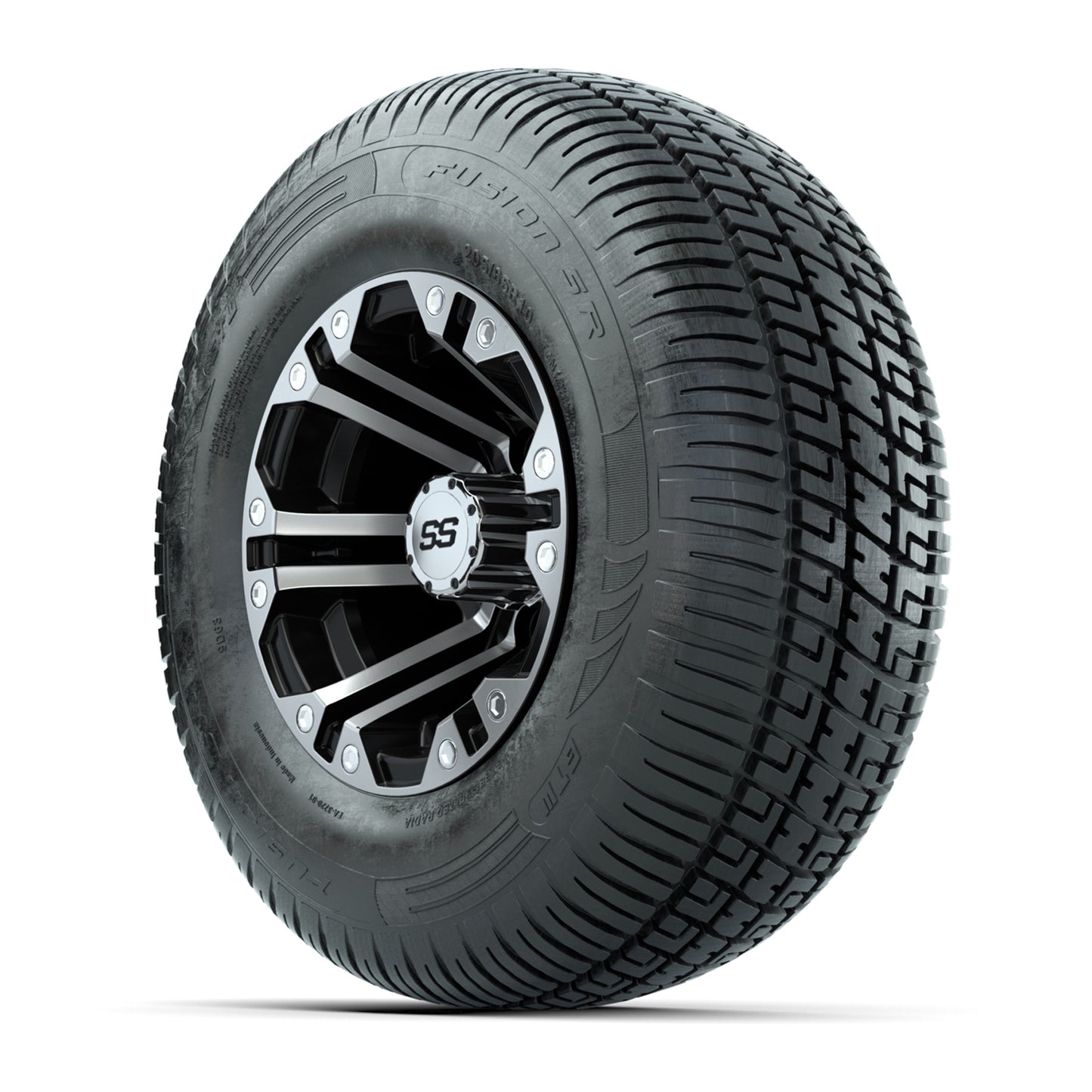 GTW Specter Black and Machined 10 in Wheels with 20in Fusion Street Tires - Set of 4