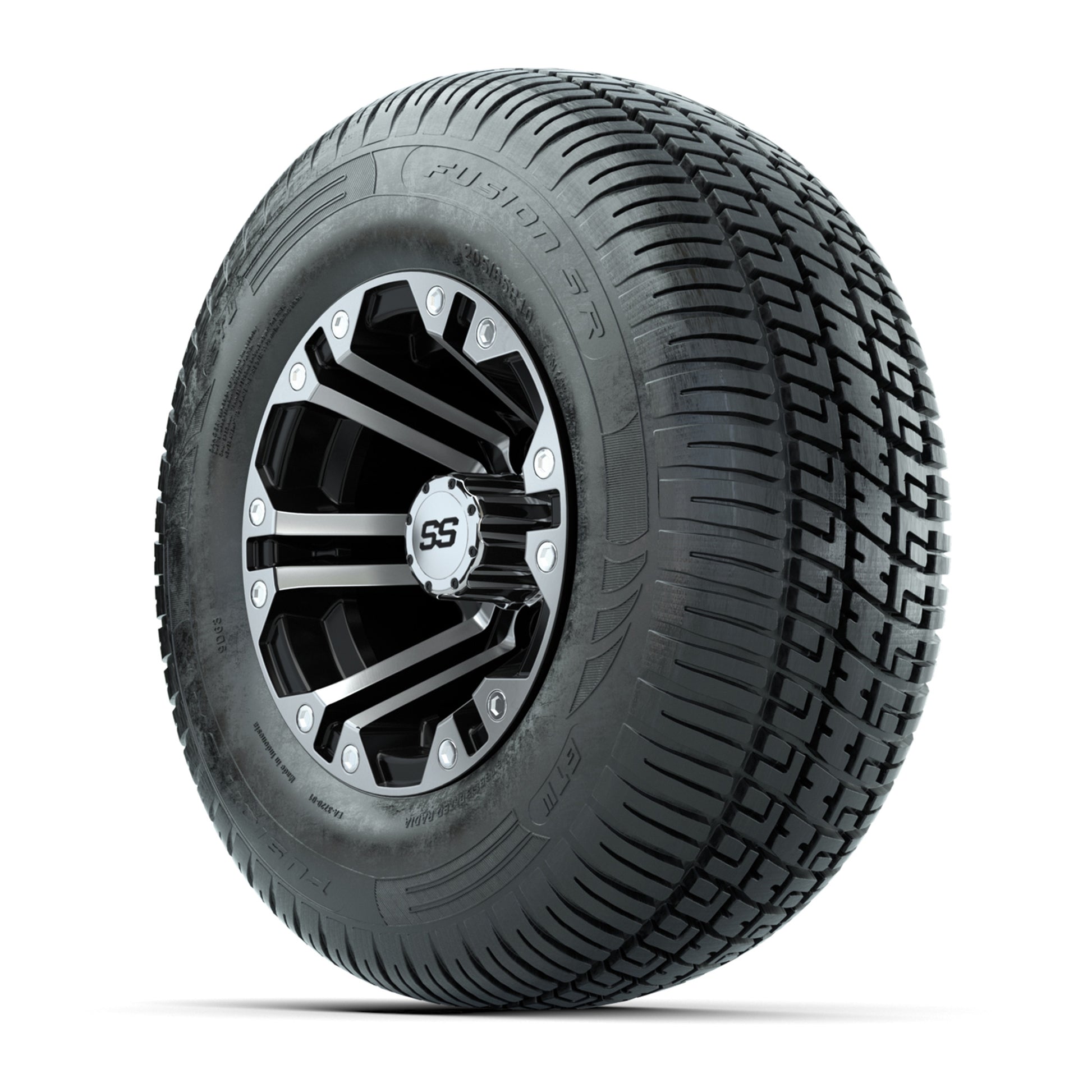 GTW Specter Black and Machined 10 in Wheels with 20in Fusion Street Tires - Set of 4