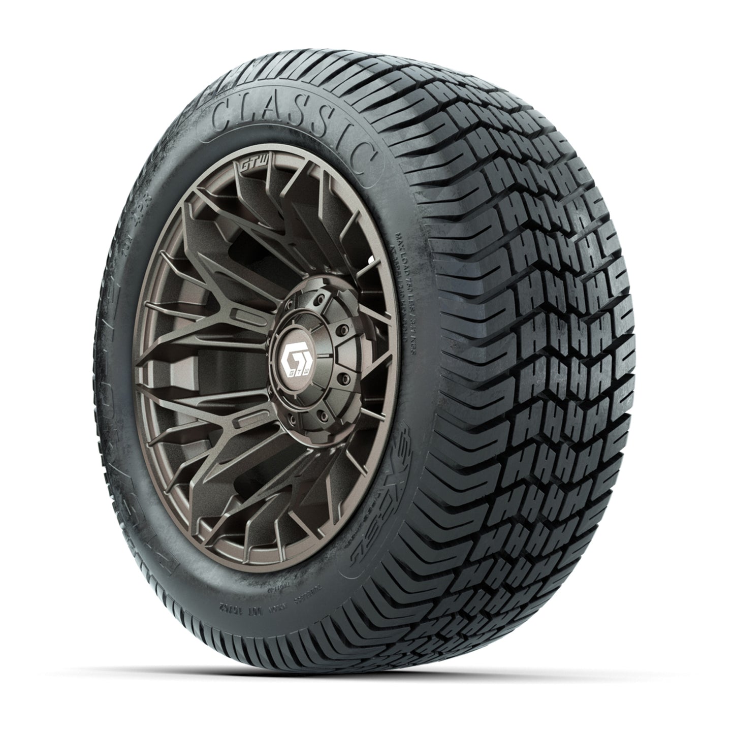 GTW® Stellar Matte Bronze 12 in Wheels with 215/40-12 Excel Classic Street Tires – Full Set