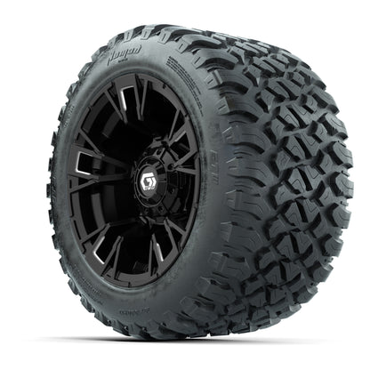 GTW® Vandal Matte Black/Machined 12 in Wheels with 20X10-12 Nomad Steel Belt Radial All-Terrain Tires – Full Set