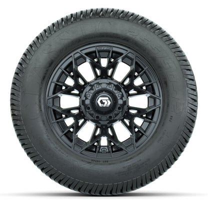 GTW® Stellar Black 12 in Wheels with 255/50-12 Excel Classic Street Tires – Full Set