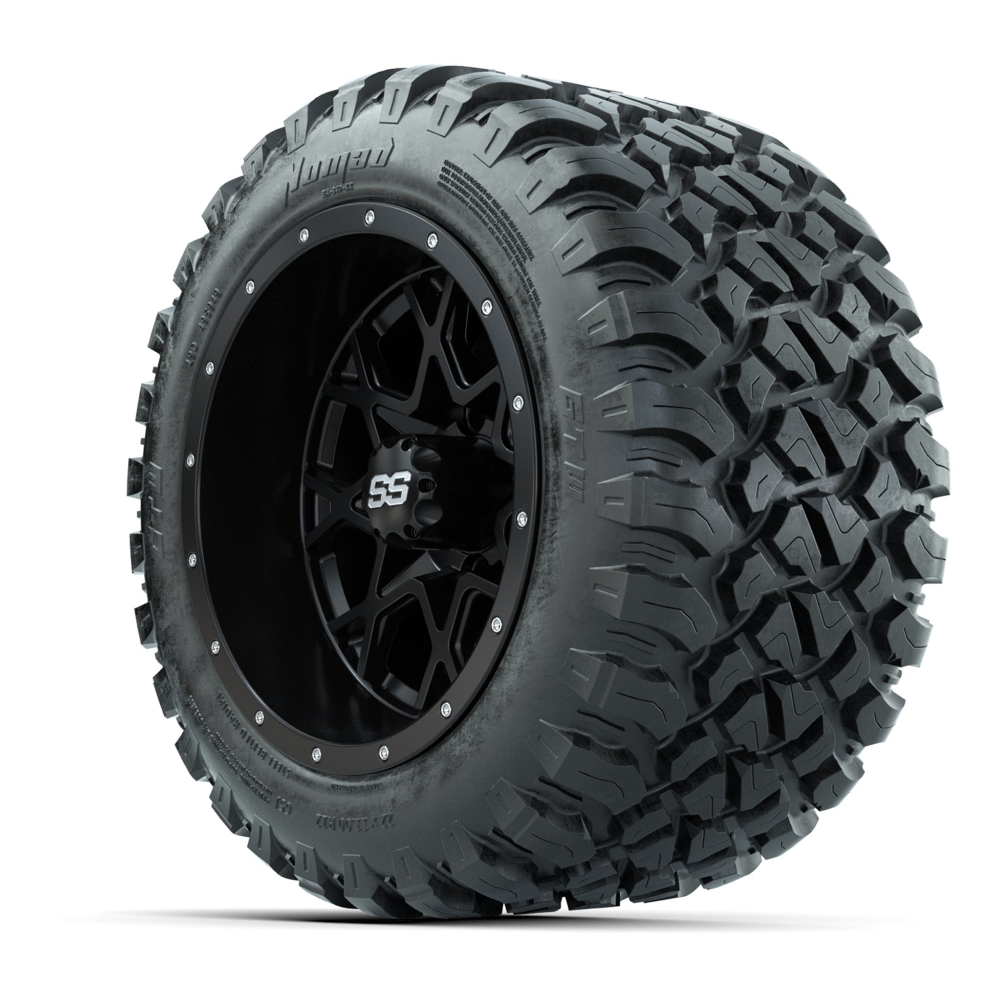 GTW® Vortex 2 Matte Black 12 in Wheels with 22X11-R12 Nomad Steel Belt Radial All-Terrain Tires – Full Set