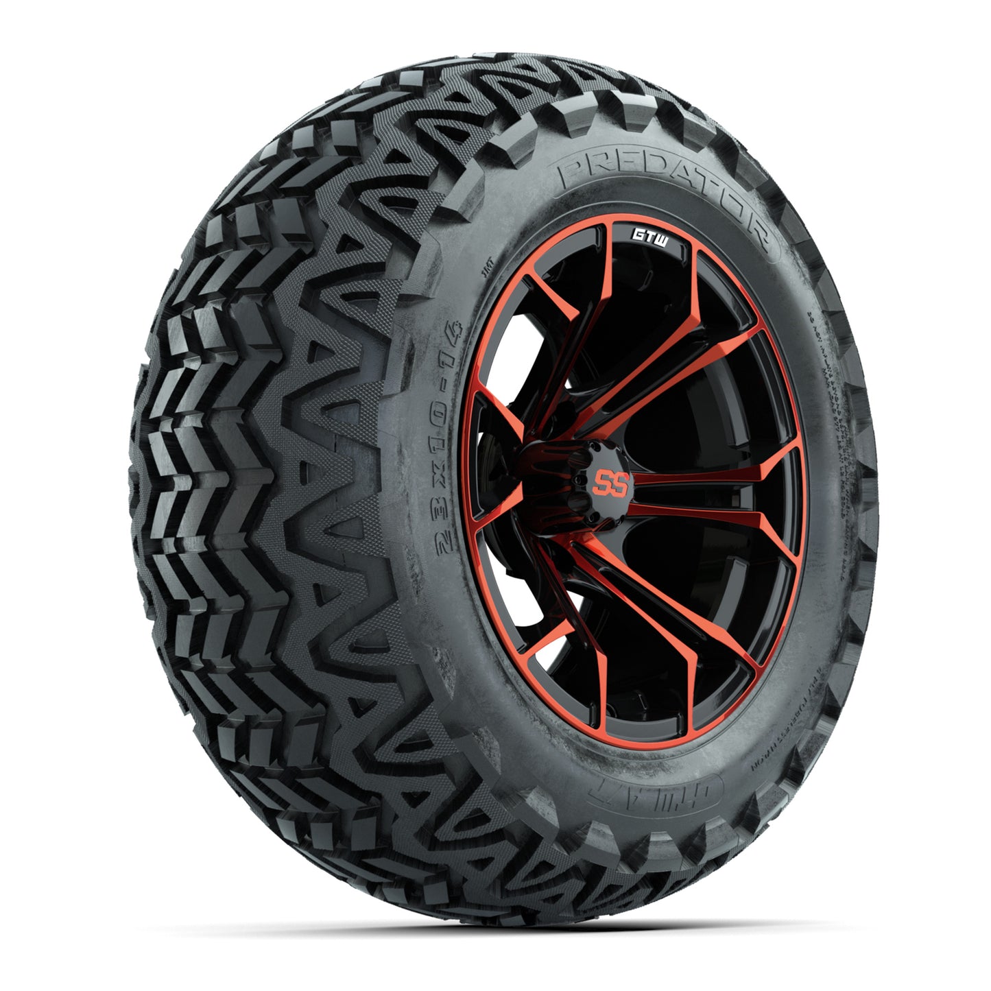 GTW Spyder Red/Black 14 in Wheels with 23x10-14 GTW Predator All-Terrain Tires – Full Set