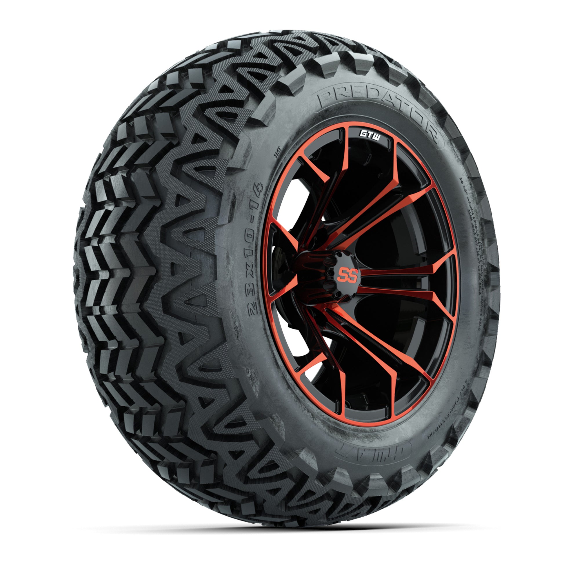 GTW Spyder Red/Black 14 in Wheels with 23x10-14 GTW Predator All-Terrain Tires – Full Set