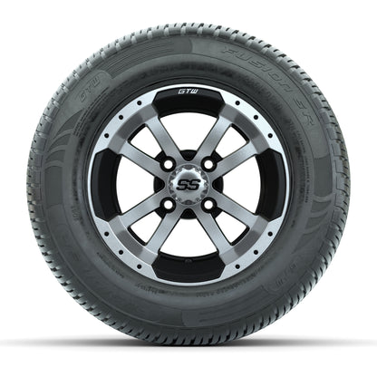 GTW Storm Trooper Black/Machined 10 in Wheels with 205/50-R10 Fusion S/R Radial Steel Belt Street Tires - Full Set