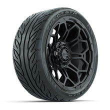 GTW® Bravo Matte Black 14 in Wheels with 205/40-R14 Fusion GTR Steel Belt Radial Street Tires – Full Set