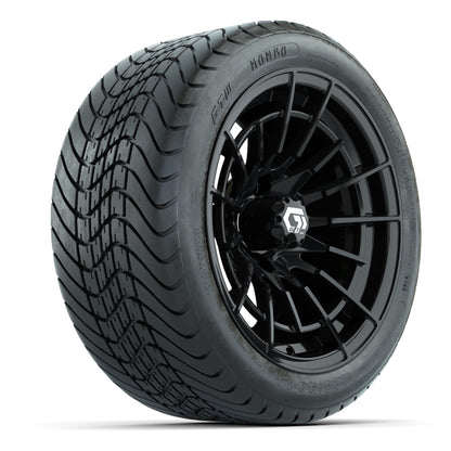 GTW Boost Gloss Black 14 in Wheels with 225/30-14 Mamba Street Tires – Full Set
