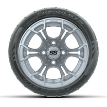 GTW® Spyder Silver Brush 12 in Wheels with 215/40-R12 Fusion GTR Steel Belt Radial Street Tires – Full Set