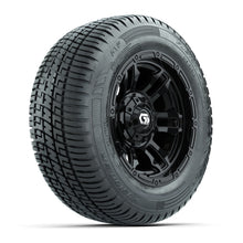 GTW® Shogun Gloss Black 12 in Wheels with 215/50-R12 Fusion S/R Steel Belt Radial Tires – Full Set