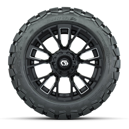 GTW® Vandal Matte Black/Machined 14 in Wheels with 22x10-14 Timberwolf All-Terrain Tires – Full Set