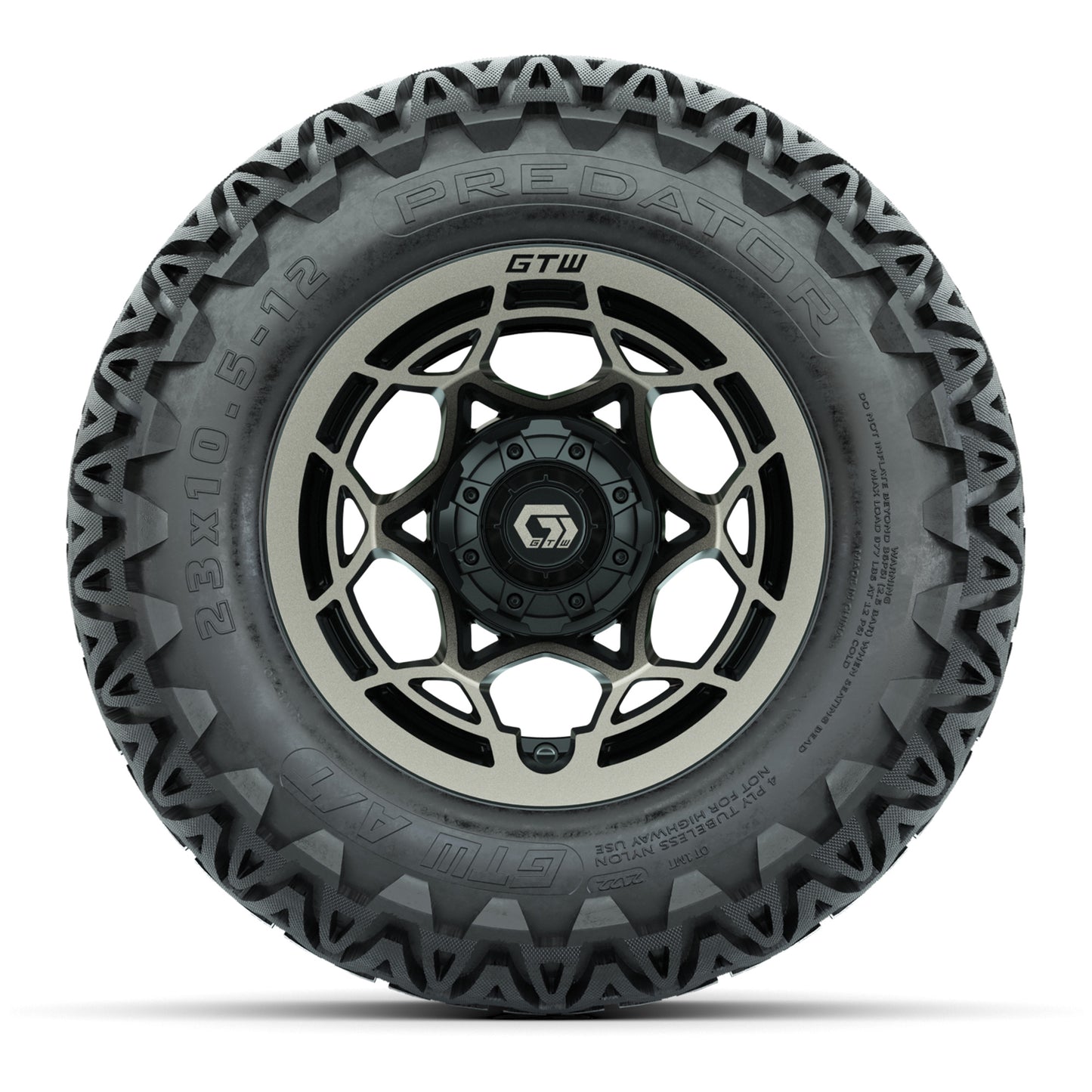 GTW® Nexus Black/Bronze 12 in Wheels with 23X10.5-12 Predator All-Terrain Tires – Full Set