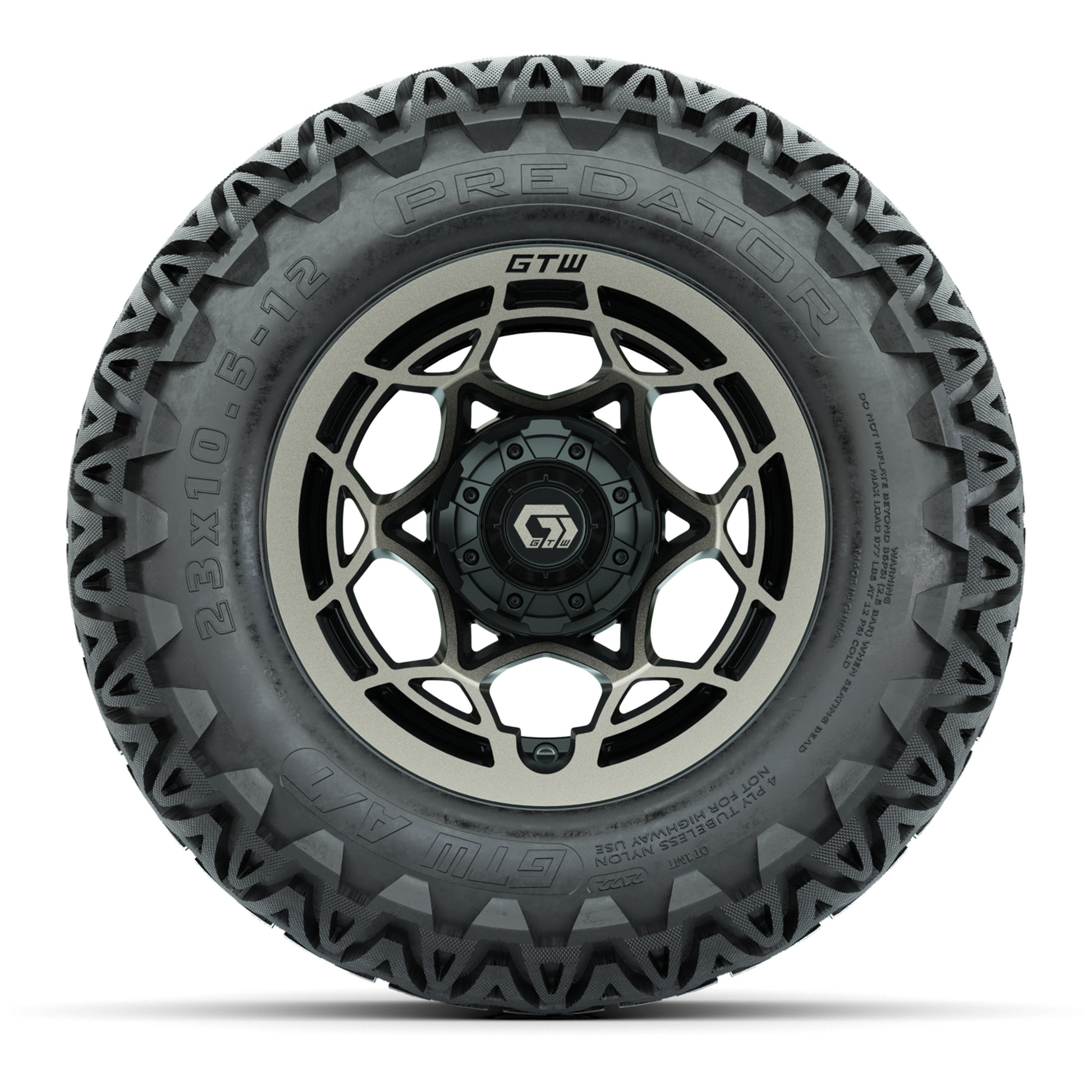 GTW® Nexus Black/Bronze 12 in Wheels with 23X10.5-12 Predator All-Terrain Tires – Full Set