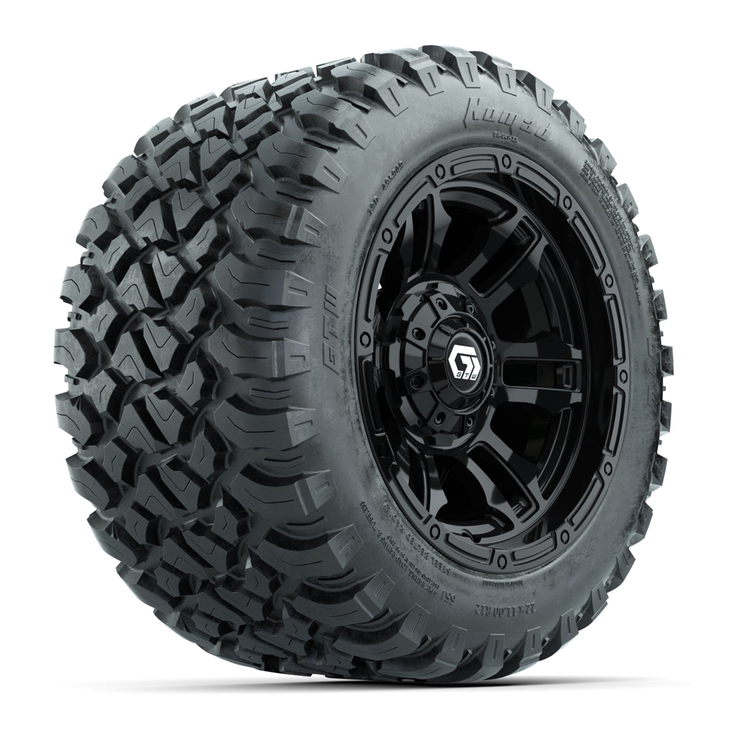 GTW® Shogun Gloss Black 12 in Wheels with 22X11-R12 Nomad Steel Belt Radial All-Terrain Tires – Full Set