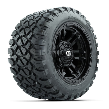GTW® Shogun Gloss Black 12 in Wheels with 22X11-R12 Nomad Steel Belt Radial All-Terrain Tires – Full Set