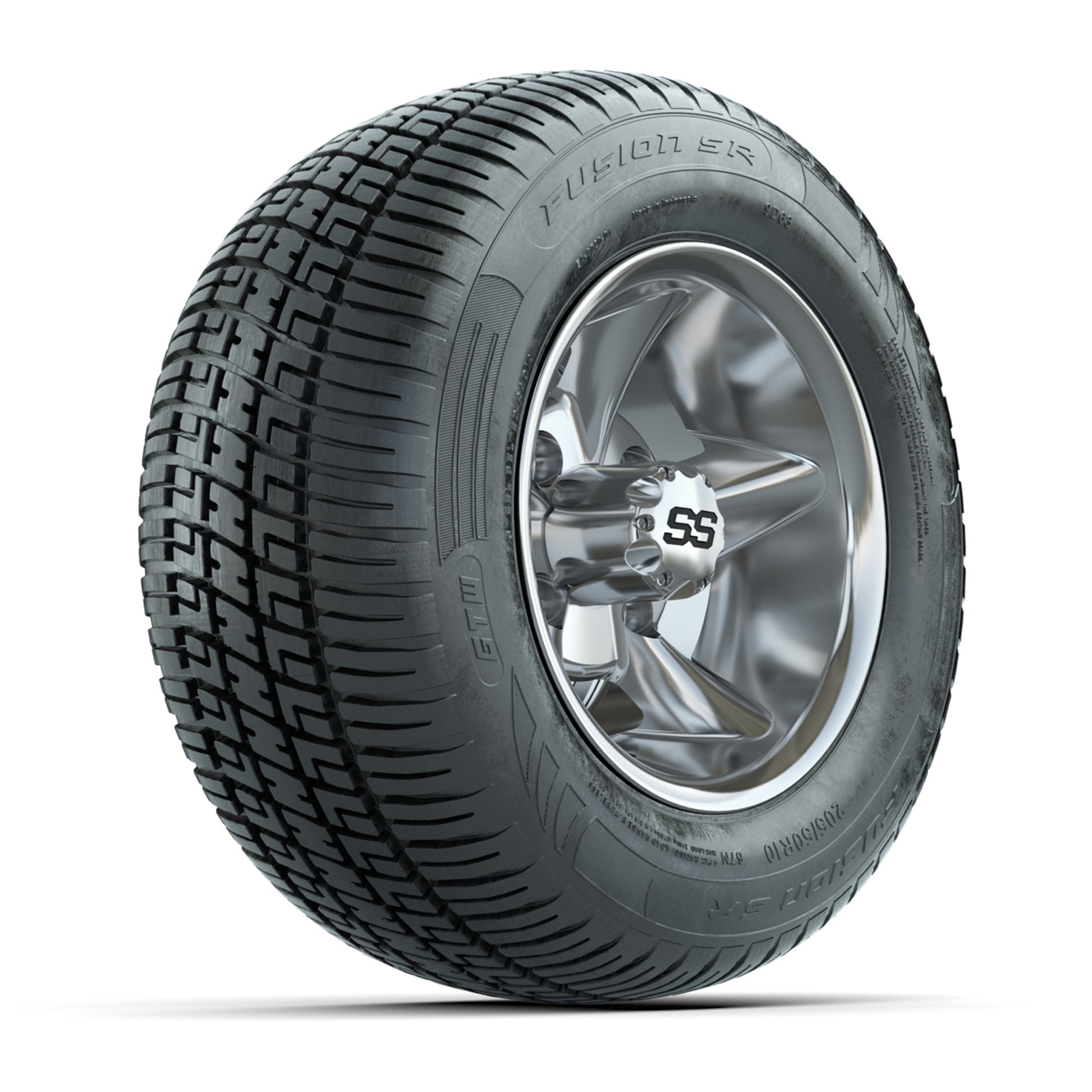 GTW Godfather Chrome 10 in Wheels with 205/50-R10 Fusion S/R Radial Steel Belt Street Tires – Full Set