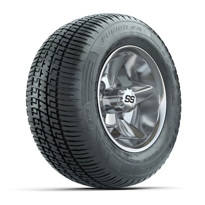 GTW Godfather Chrome 10 in Wheels with 205/50-R10 Fusion S/R Radial Steel Belt Street Tires – Full Set