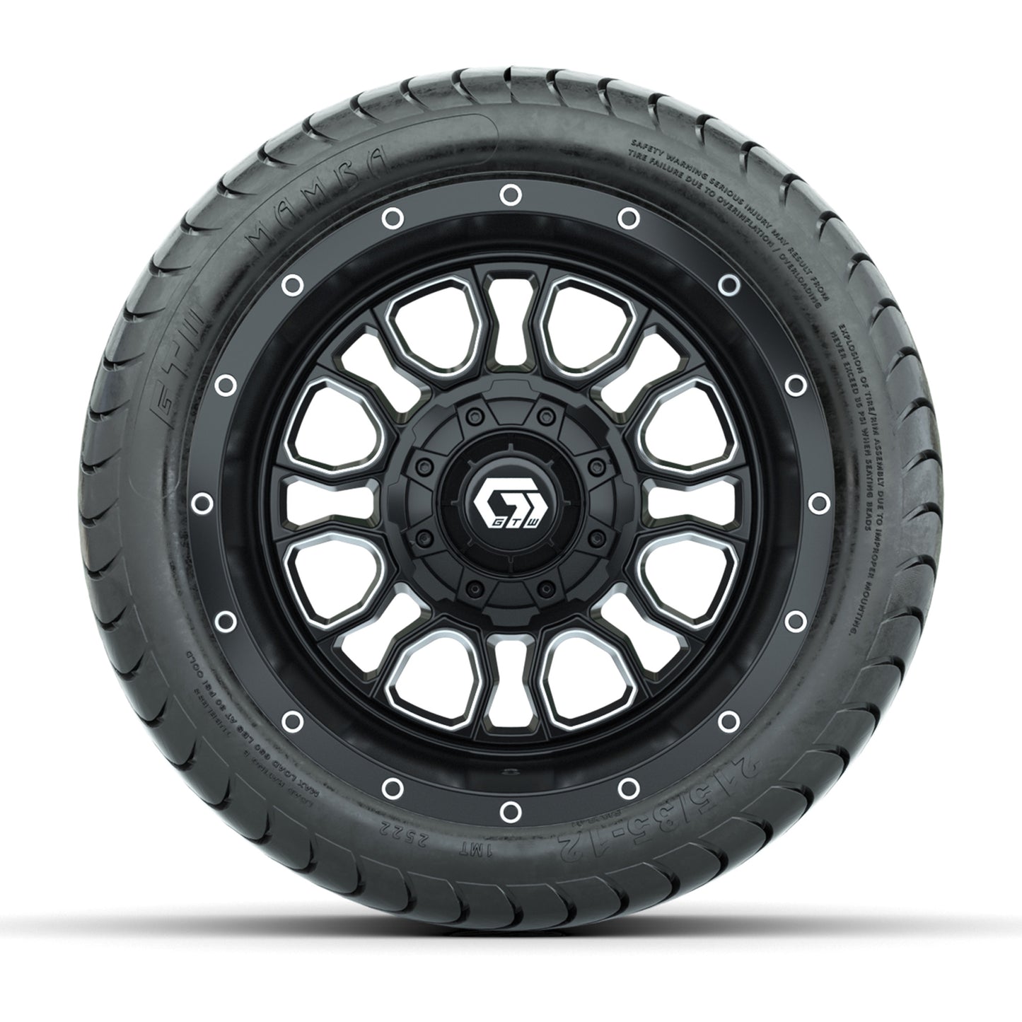 Set of (4) 12 in GTW® Volt Machined & Black Wheels with 215/35-12 Mamba Street Tires