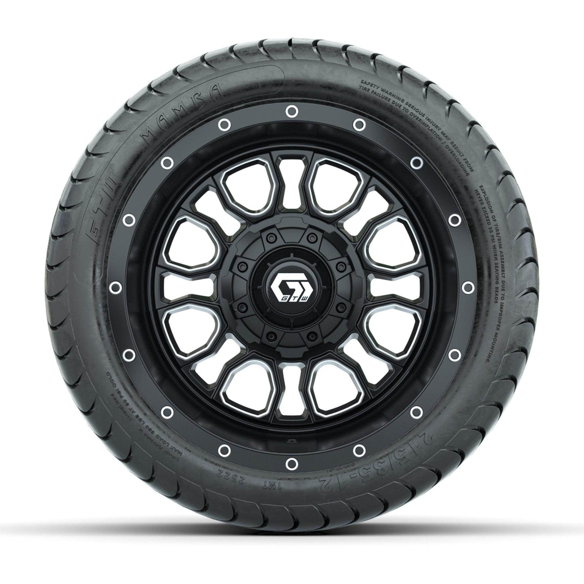 Set of (4) 12 in GTW® Volt Machined & Black Wheels with 215/35-12 Mamba Street Tires
